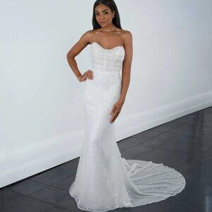 NWT Martina Liana 1678 Beaded Strapless Dress Size 14